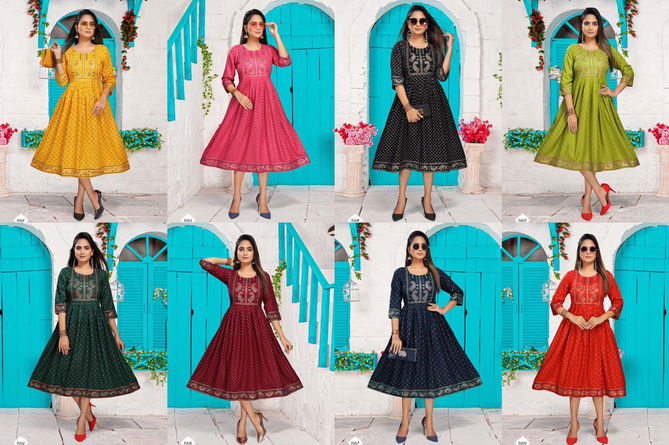 Beauty Queen Sahiba Rayon Designer Ethnic Wear Anarkali Kurti Collection